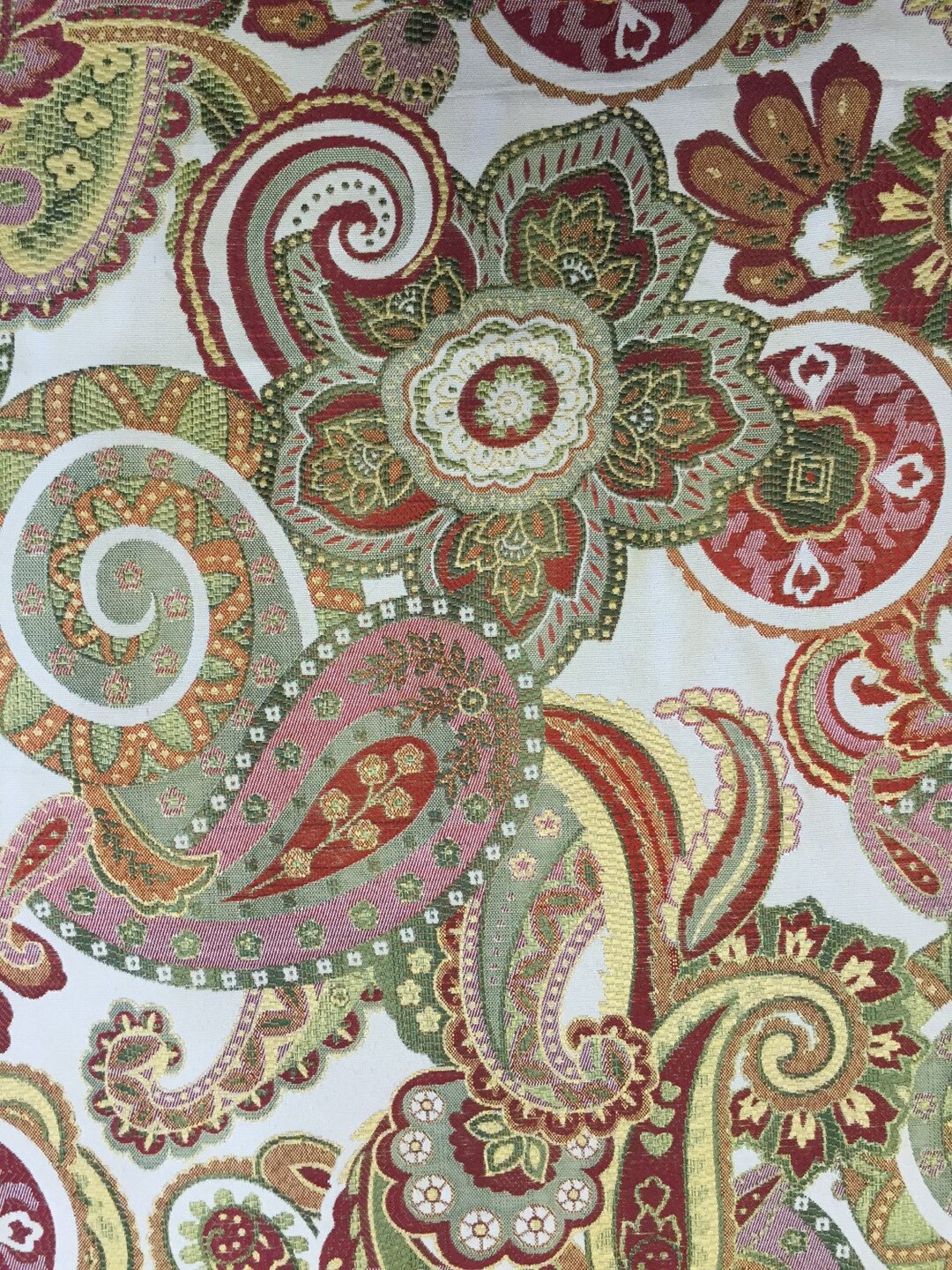 Pink Green Red Blue Paisley - Upholstery Fabric by the Yard - Crazy Ros ...