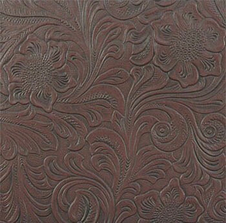 Brown Floral Embossed Vinyl Upholstery Fabric by the Yard Etsy