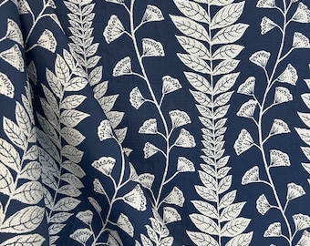 Fleurel Indigo - navy - white - floral - upholstery fabric - fabric by the yard