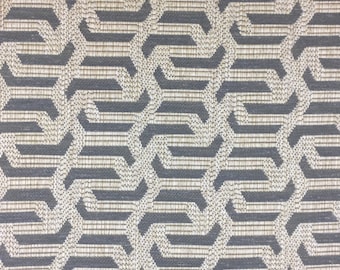 Hexagon Overlay - Slate Gray - Geometric - Upholstery Fabric