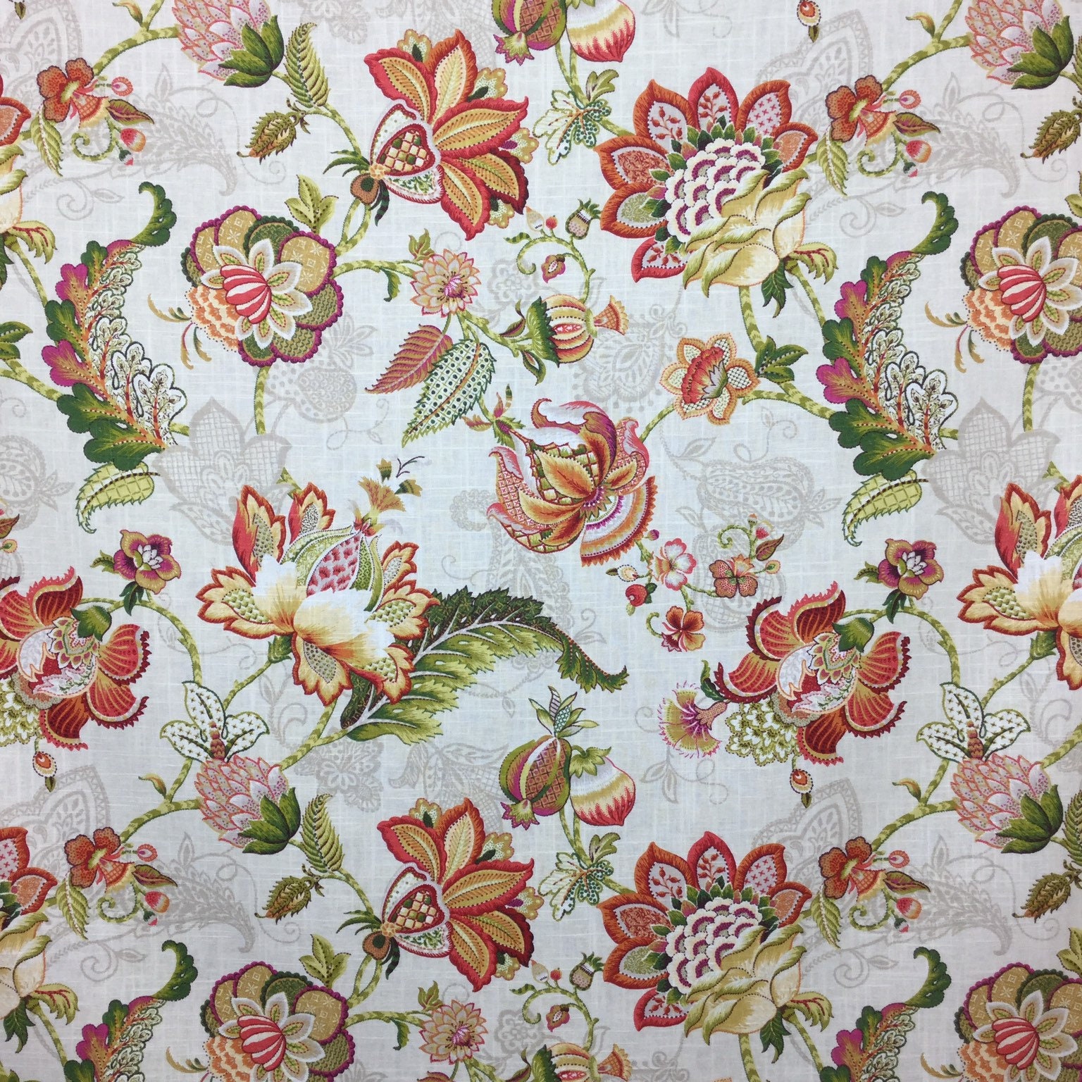 Sunset Floral Multicolor Jacobean Fabric by the Yard Etsy