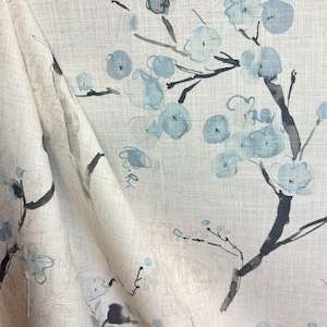 Toko Mist - blue - floral - Japanese - upholstery fabric - drapery fabric - pillow fabric - home decor - fabric by the yard