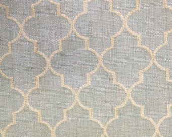 Aqua marocain et crème - tissu d'ameublement par yard - métrage coupé sur mesure - oreillers - coussins - tenture - ameublement - tissu de décoration intérieure