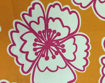 Modern Flower - Orange and Hot Pink - Flower Power - Upholstery Fabric By The Yard