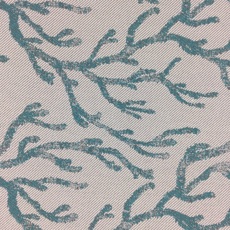 Teal Coral Beach Fabric Upholstery Fabric For Beach House Etsy