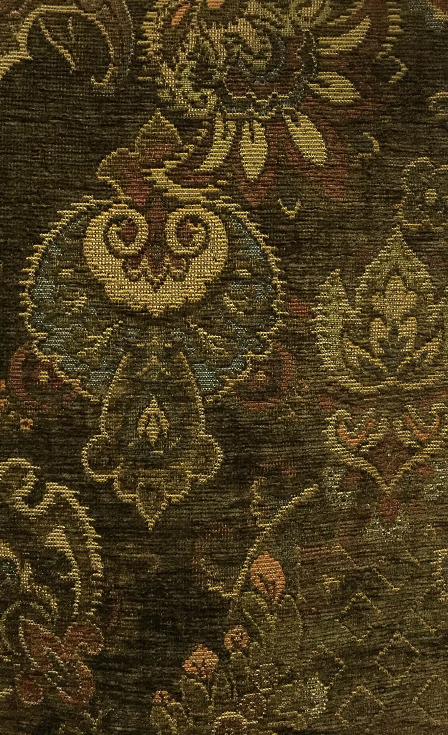 Dark Woven Damask Upholstery Fabric By The Yard Fast Etsy