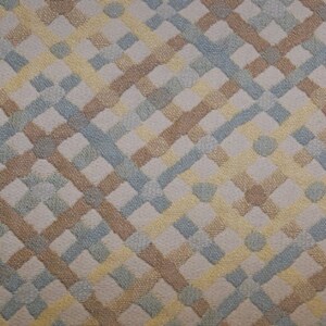 Blue, Yellow and Brown Lattice Upholstery Fabric - Upholstery Fabric By The Yard