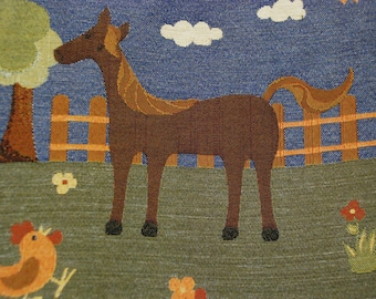 Horse in the Yard Upholstery Fabric - Upholstery Pillow Panels - Upholstery Fabric by the Yard