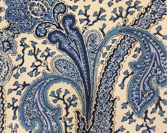 Blue and Off White Paisley - Heirloom Decorative Fabric - Upholstery Fabric By The Yard