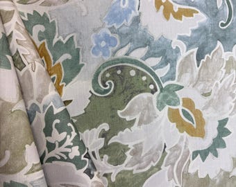 Cline Mineral - abstract - floral - blue - green - gold - nature - home decor - upholstery fabric - drapery fabric - fabric by the yard