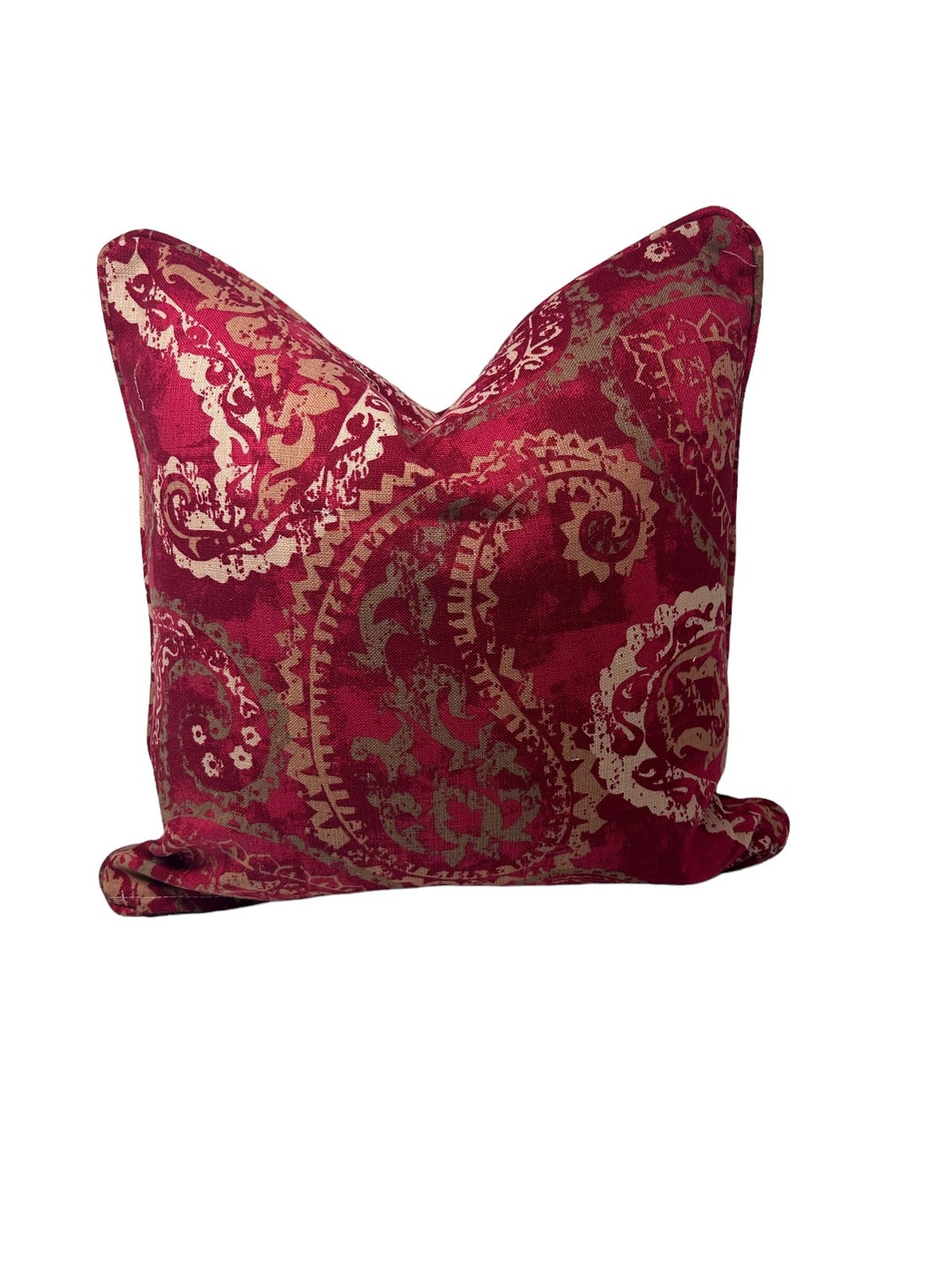 Palera Red Paisley Pillow Cover Gold Traditonal Custom Etsy