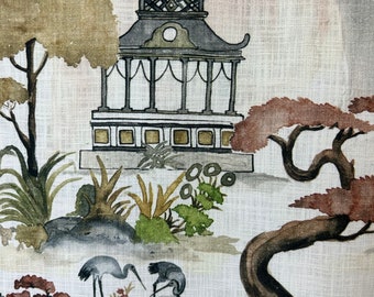 Nikko Antique Chinoiserie Fabric - Upholstery Fabric - Asian