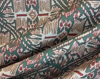 Magnolia Havanna Baltic - Tribal - Ikat - Blue/Green - Teal & Red Fabric - Drapery Fabric - Custom Pillow Cover - Upholstered Ottoman