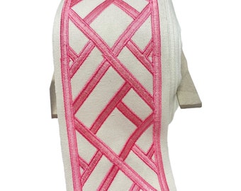 Lattice Bubblegum Pink Tape Trim - Drapery Edging - Pillow Embellishment - Drapery Embellishment - Cushions Embellishment - Custom Cut Trims