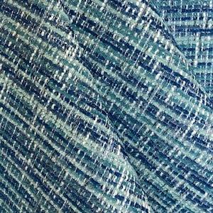 Navy and Aqua Mingle Tweed Look - Blue Mingled Tweed Upholstery Fabric - Upholstery Fabric by the Yard - Navy and Aqua Mingled Woven