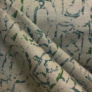 Miramar Cayman - Aqua and Oatmeal -  Lacefield - Aqua and Taupe Fabric - Pattern Print Fabric - Fabric by the Yard