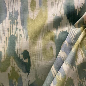 Lagrange Haze - Upholstery Fabric - Blue and Green Ikat Fabric - Watercolor - ikat Fabric - Fabric by the Yard