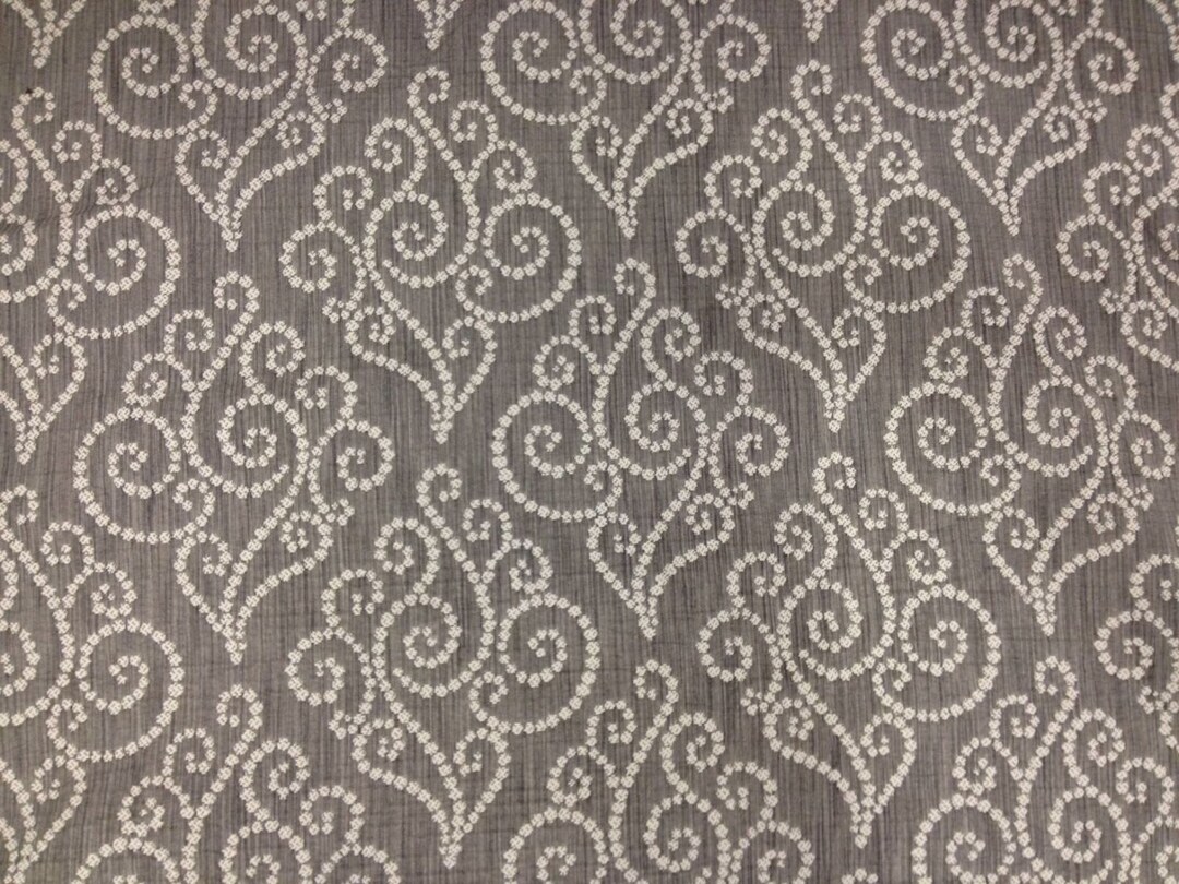 Dot Connection Fabric Grey Floral Upholstery Fabric by the Yard Custom