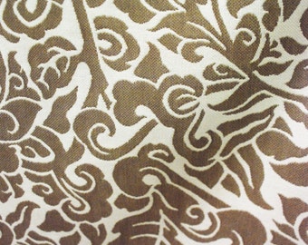 Cream and Stone- Off White and Brown- Floral Upholstery and Home Decor Fabric