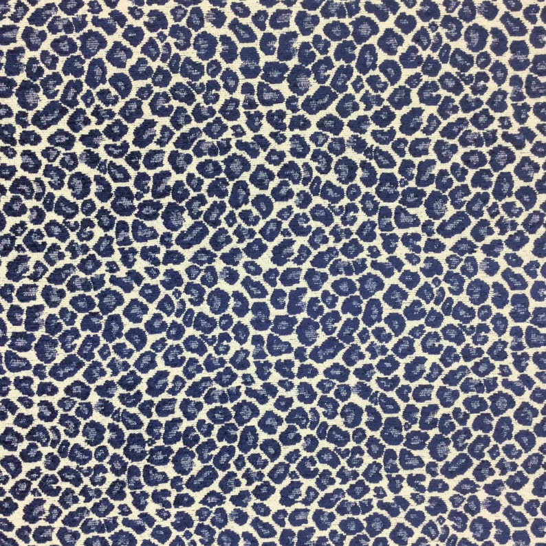Navy Cheetah Leopard Animal Print Upholstery Fabric Etsy