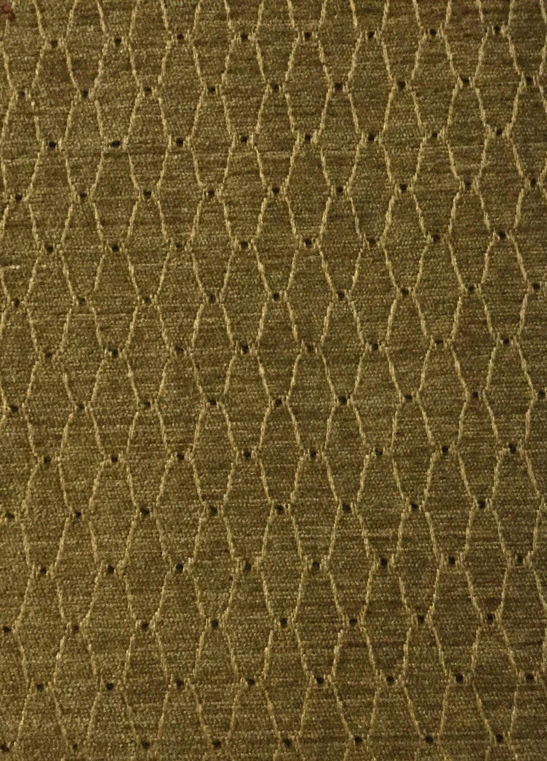 Woven Fabric Gold Trellis Brown Dot Upholstery Fabric by the Yard