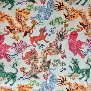 Tibetan Tiger - colorful - animal - fabric by the yard