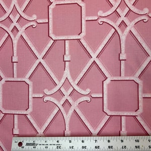 Bermuda Waverly Pink Chinoiserie Bamboo Lattice Pink Bamboo Fabric Asian Inspired Upholstery Fabric Fabric by the Yard image 5