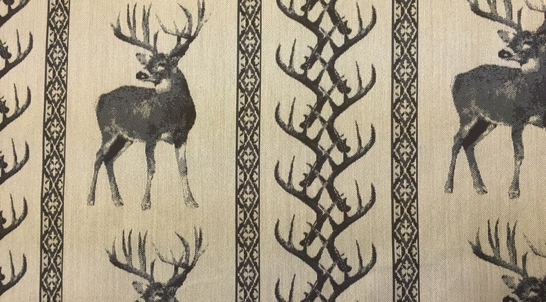 Brown and Taupe Deer Fabric - R/R - Upholstery Fabric by The Yard - Custom Cut Yardage - Custom Cut Fabric - Fabric by the Yard - Pillows image 1
