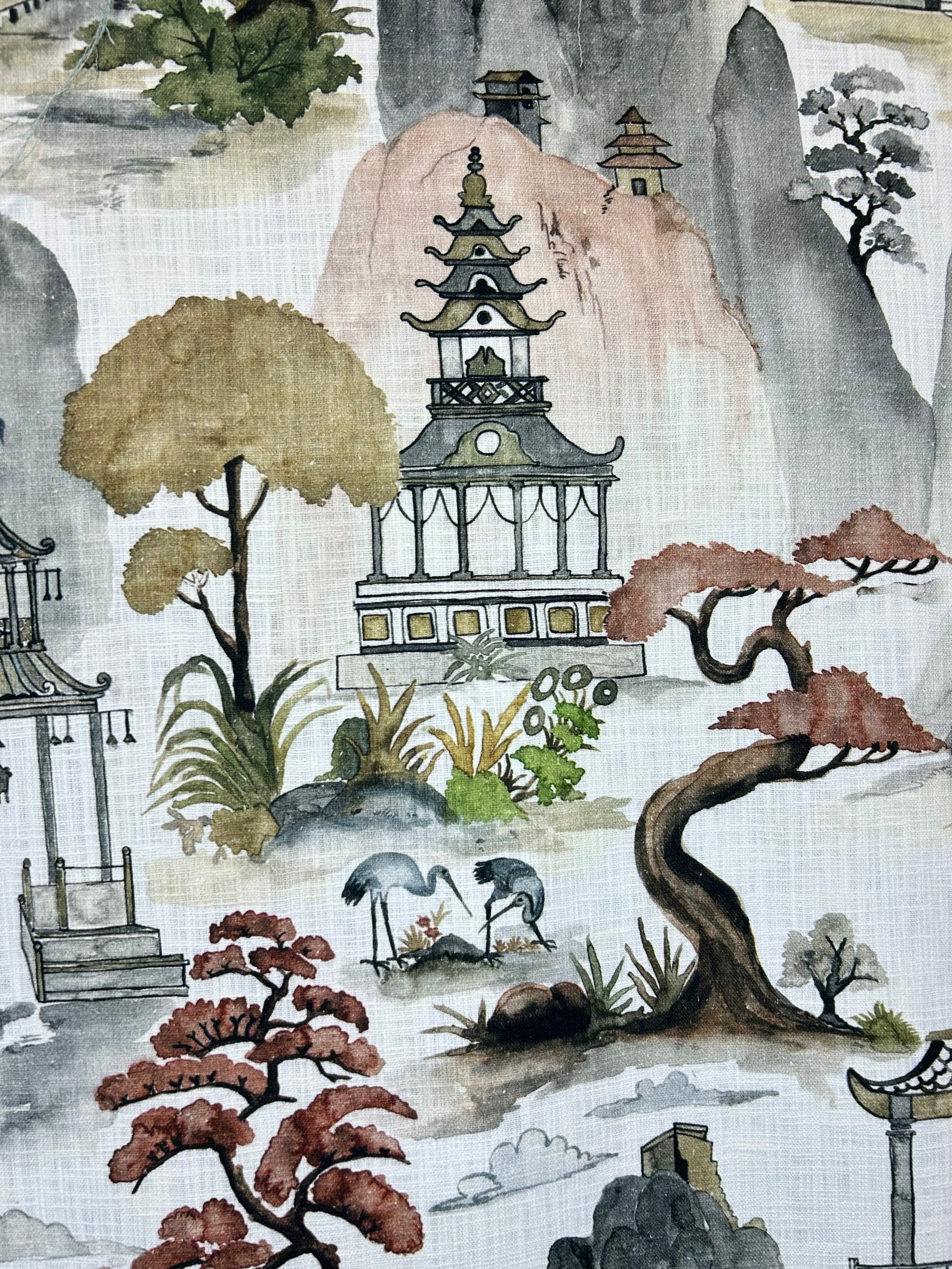 【本物保証】 Antique Nikko Chinoiserie Asian - Fabric Upholstery - Fabric 小物