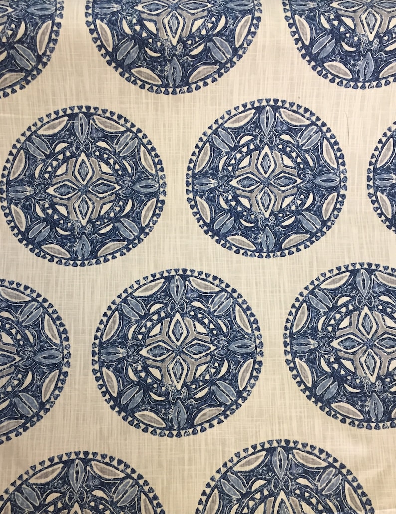 Navy Blue Geometric Circles Robert Allen Upholstery Fabric | Etsy