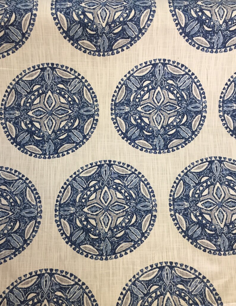 Navy Blue Geometric Circles Robert Allen Upholstery Fabric Etsy