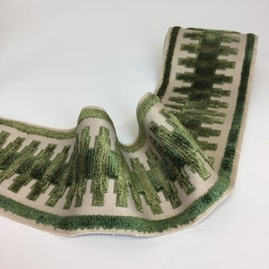 Green Linear Tape Trim - Geometric - Trim by the Yard - Custom Cut Trim - Pillow Trim - Drapery Trim - Green and Cream - Geometric Trims