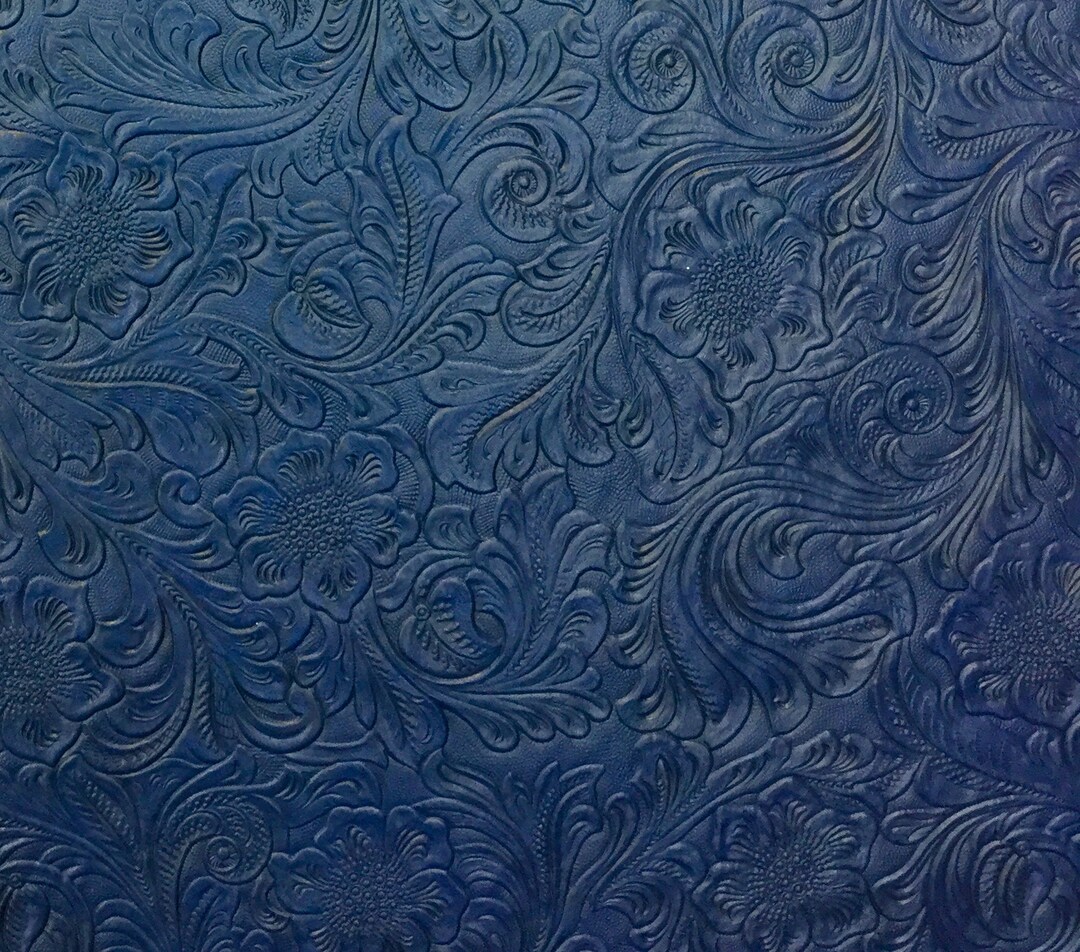 Blue Floral Embossed Vinyl Etsy