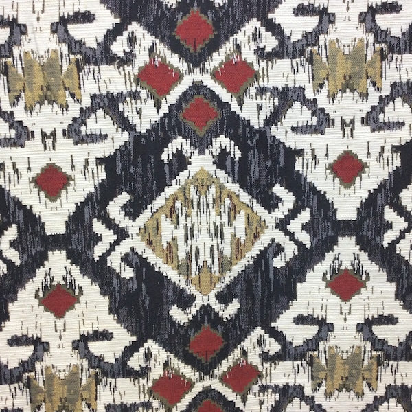 Tremont Charcoal - Tribal Pattern Fabric - Multicolored Tribal Upholstery - Statement Upholstery Fabric - Fabric by the Yard - Pillows