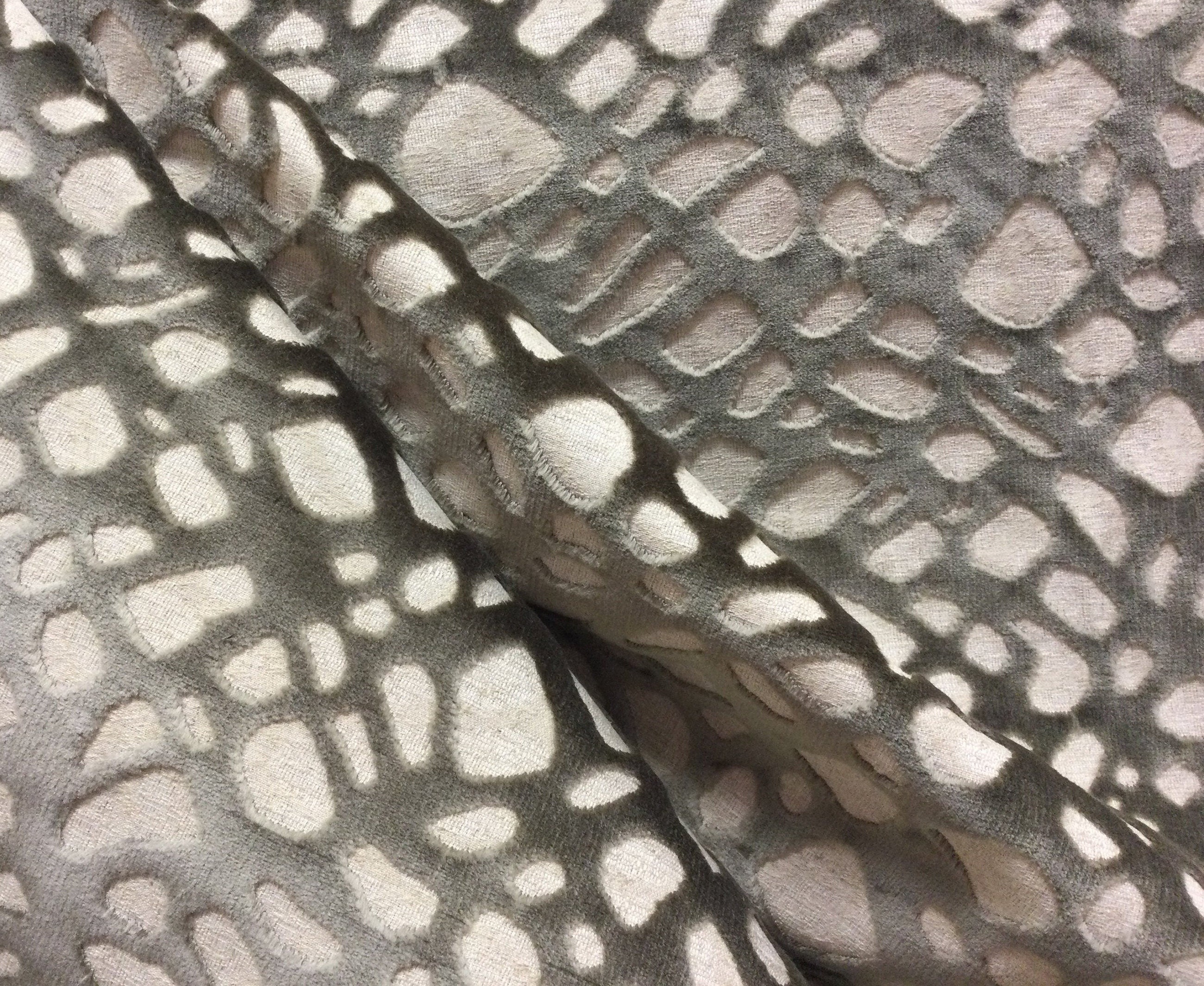 Cut Velvet - Taupe - Weber - Webbed Velvet - Abstract Geometric Velvet - Neutral - Fabric by the Yard