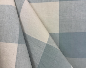 Dusty Aqua Buffalo Check - grande check - costiero - moderno - rustico - tessuto per tappezzeria - tessuto per tende - arredamento per la casa - tessuto tagliato su misura