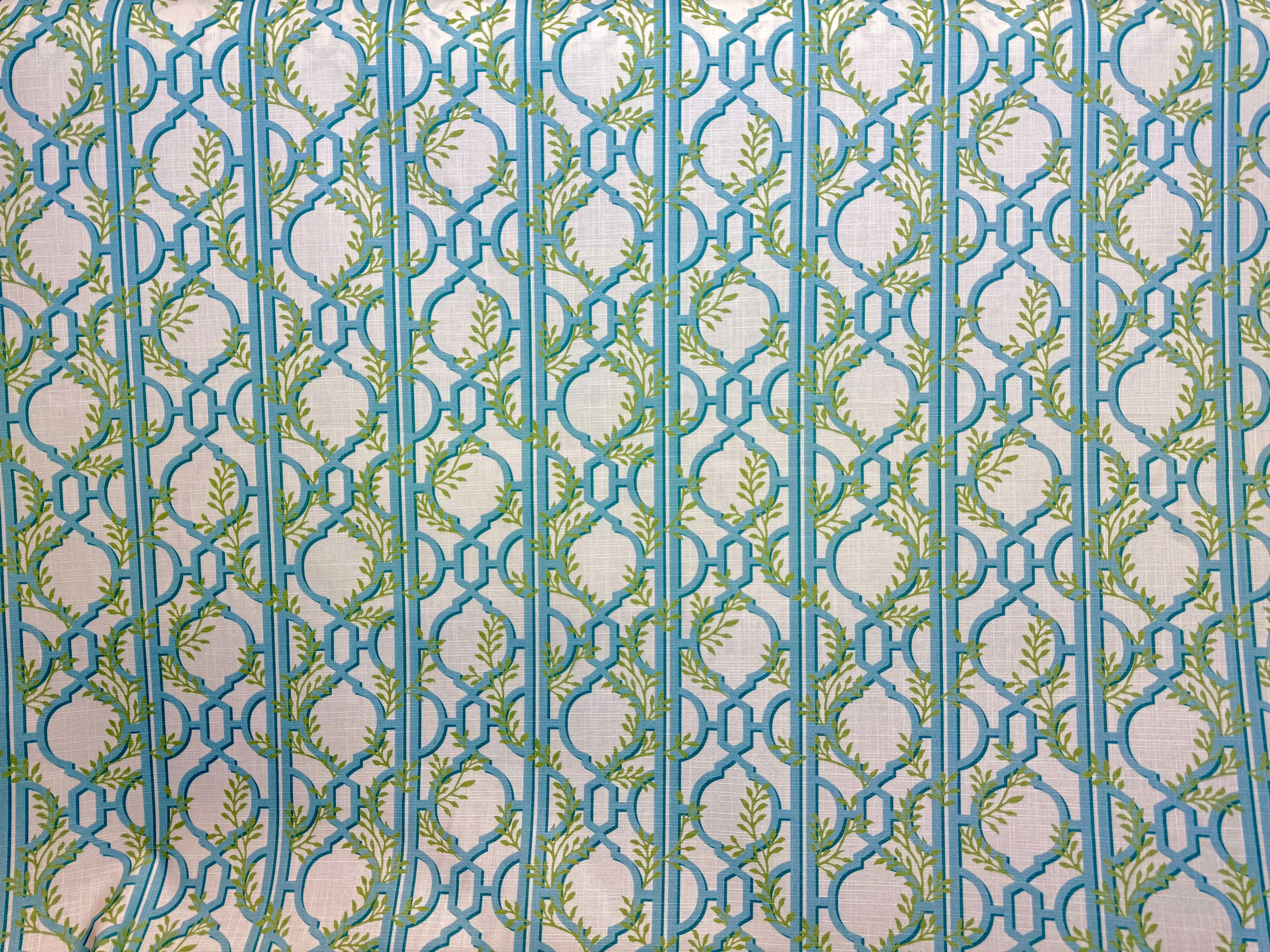 Lillian August Colette Blue - trellis - gates - oriental - home decor - drapery fabric - upholstery fabric - fabric by the yard