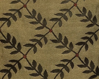 Brown Leafy Diamond with Red Dots Upholstery  Fabric By The Yard