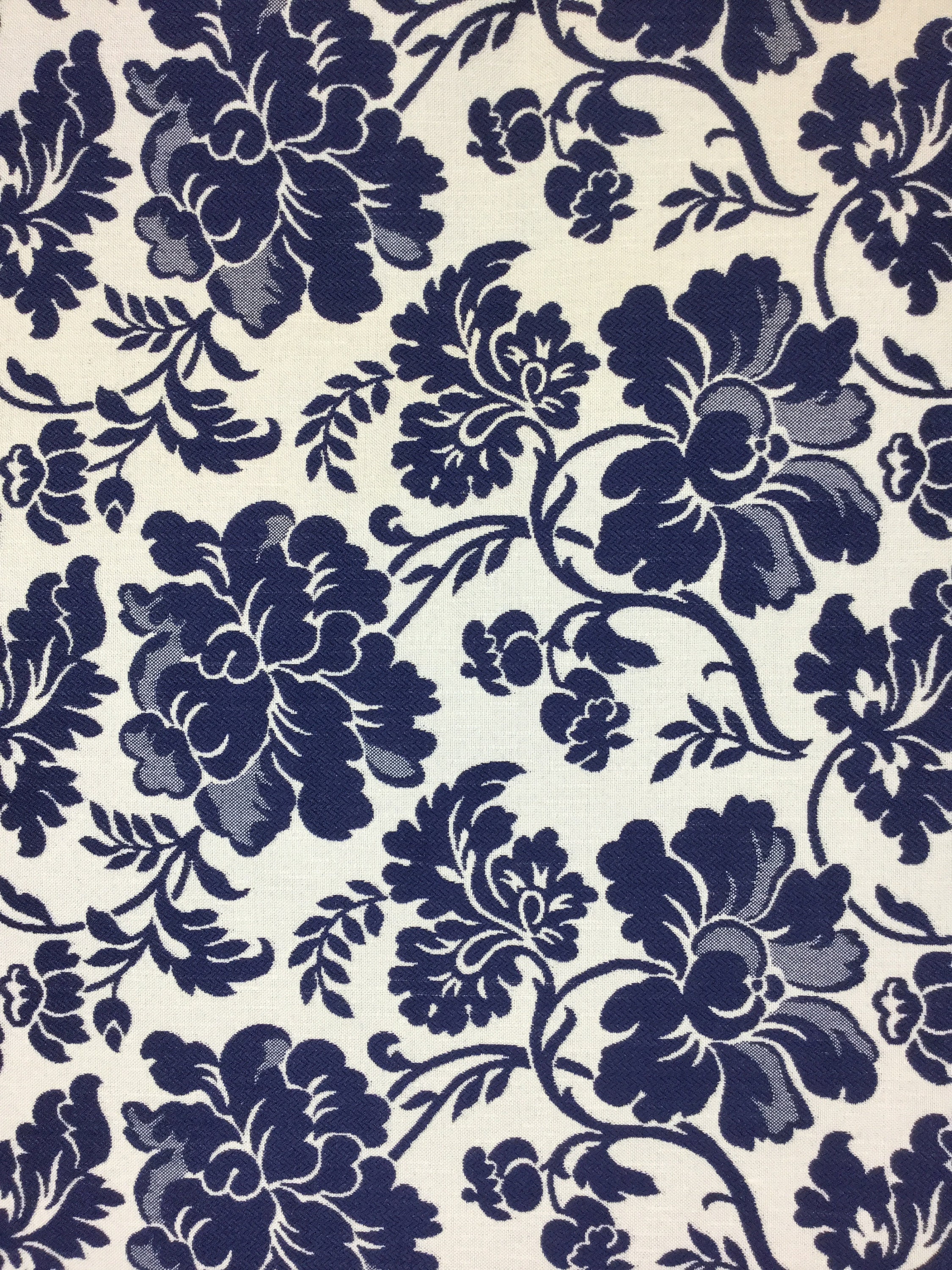Elegant Navy Floral Fabric by the Yard Etsy