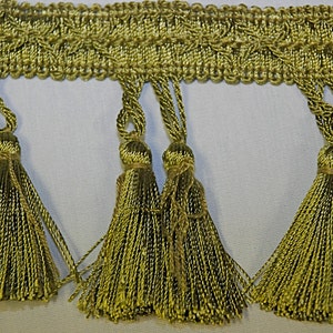 Green Apple Twin Tassel Fringe - Home Decor Trim - Drapery Trim - Tassel Fringe By The Yard - Custom Cut Yardage - Pillows - Drapery Edgings