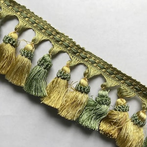 Green and Yellow Tassel Fringe - Trim by The Yard