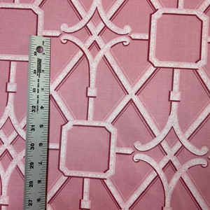 Bermuda Waverly Pink Chinoiserie Bamboo Lattice Pink Bamboo Fabric Asian Inspired Upholstery Fabric Fabric by the Yard image 6