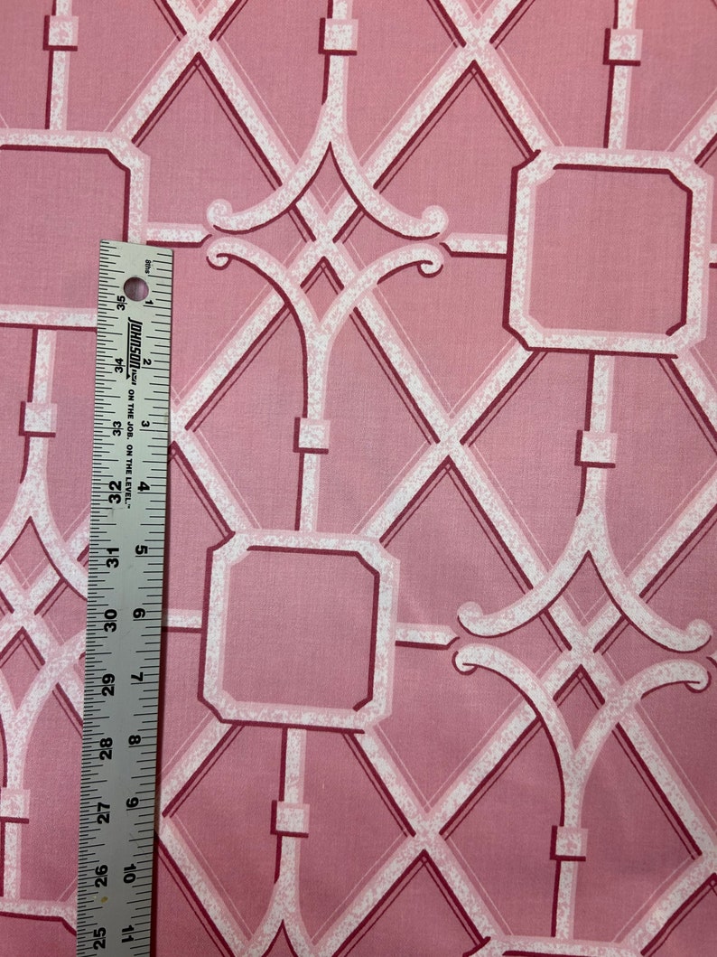 Bermuda Waverly Pink Chinoiserie Bamboo Lattice Pink Bamboo Fabric Asian Inspired Upholstery Fabric Fabric by the Yard image 6
