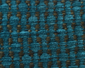 Turquoise and Moss Green - Heavy Textured Fabric - Upholstery Fabric by the Yard
