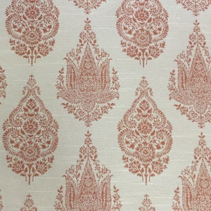Orange Medallion - Cream - Brennan - Regal - Upholstery Fabric by The Yard - Custom Cut Yardage - Custom Pillows - Cushions - Home Decor
