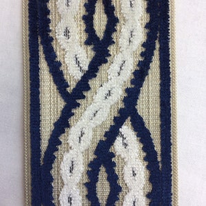 Navy, white, and cream Tape Trim - Cable Sweater Pattern - Banding  for Drapery Panels - Decorative Trim Flat Braid