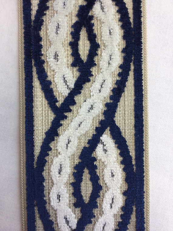 Navy, White, and Cream Tape Trim - Cable Sweater Pattern