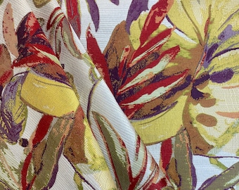 Palm Blaze - Tropical Decor Fabric - Yellow - Orange - Red - Purple - Green - Palm Leaf - Bold Color Home Decor Fabric  - Fabric for Home