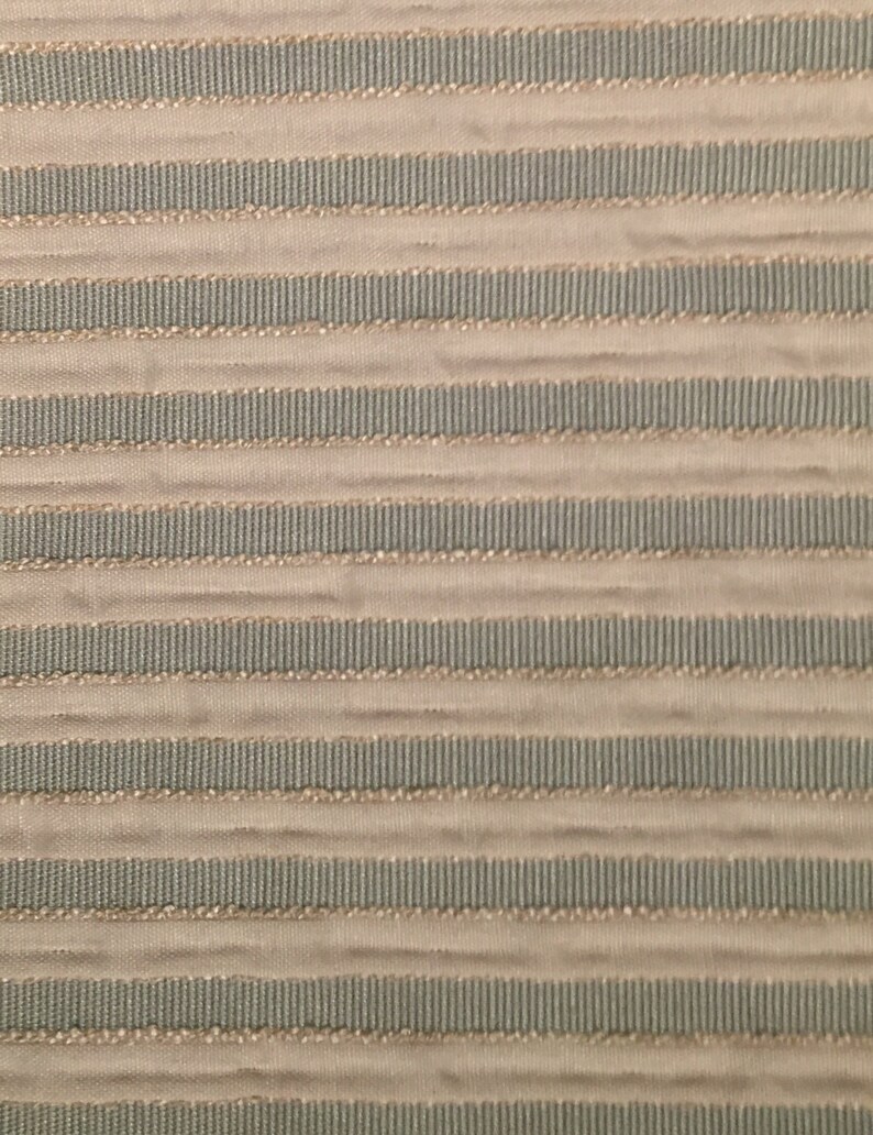Light Blue and Cream Stripe Upholstery Fabric by the Yard Etsy