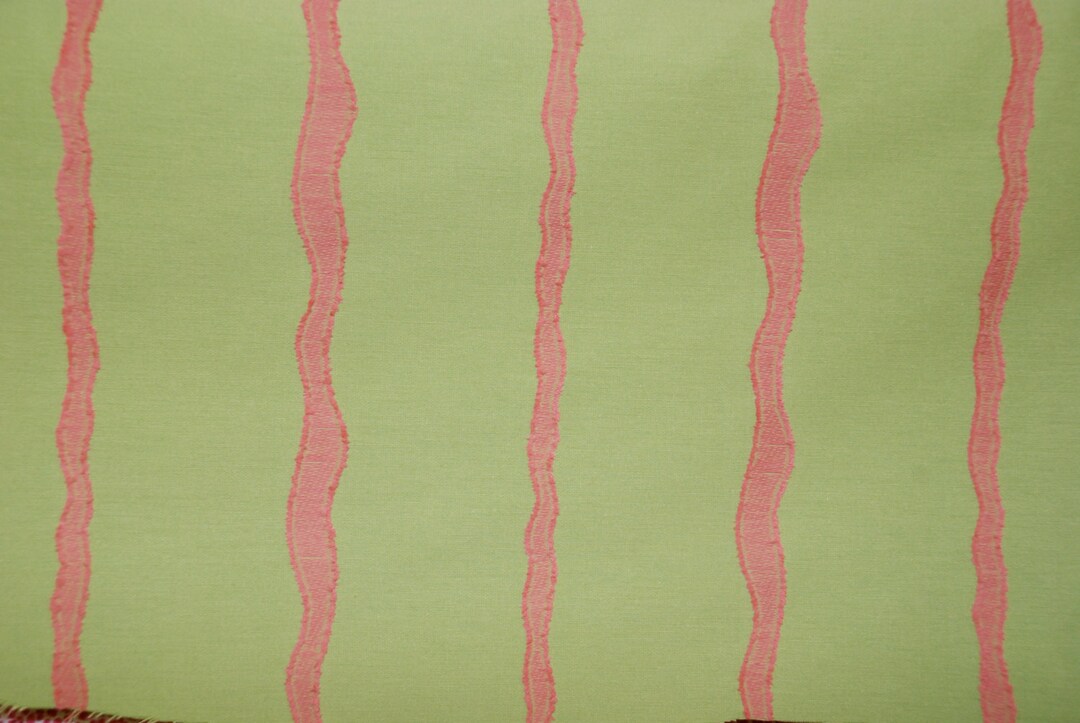 Green and Pink Stripe Upholstery Fabric by the Yard Wave Etsy